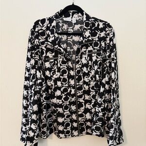 Chico's Black and White Patterned Button Down Shirt